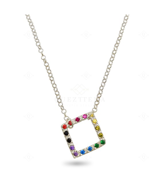 Gargantilla Cuadrada multicolor plata 925