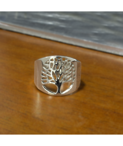 Anillo arbol de la vida ancho plata 925