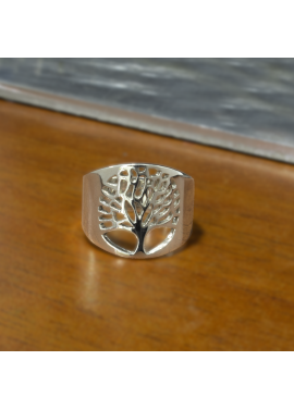 Anillo arbol de la vida ancho plata 925