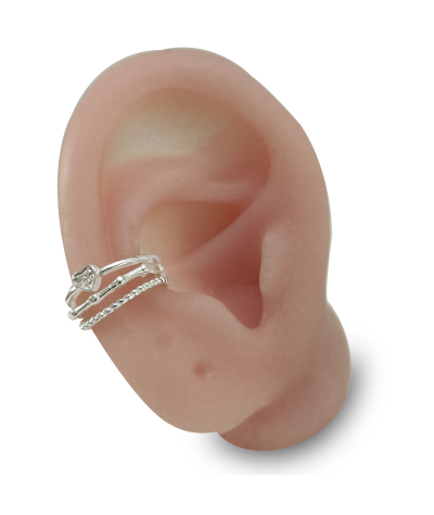 Earcuff Tres aros y Corazón plata 925