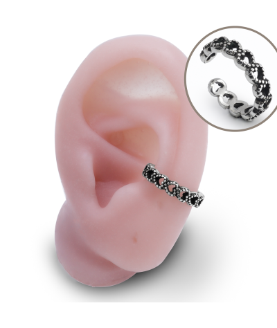 Earcuff Corazones Envejecido plata 925