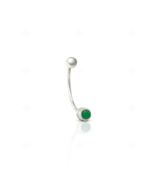 Piercing Curvo con Esmeralda Circular.