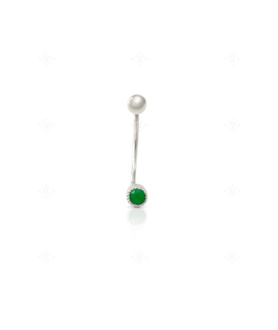 Piercing Curvo con Esmeralda Circular.