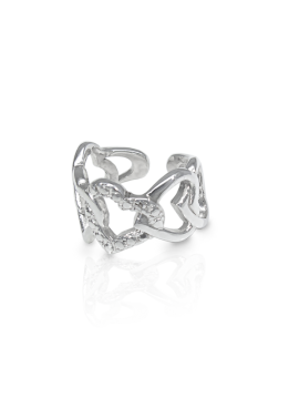 Earcuff cadena corazones plata 925