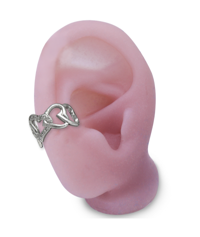 Earcuff cadena corazones plata 925