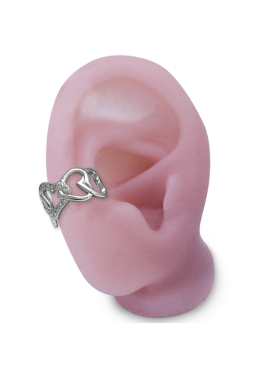 Earcuff cadena corazones plata 925