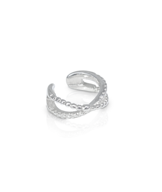 Earcuff cruzado granulado plata 925