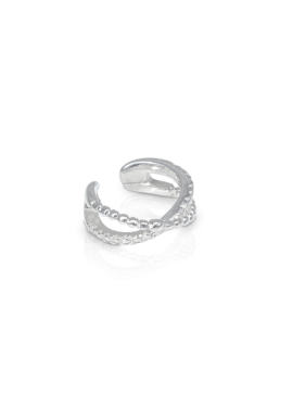 Earcuff cruzado granulado plata 925