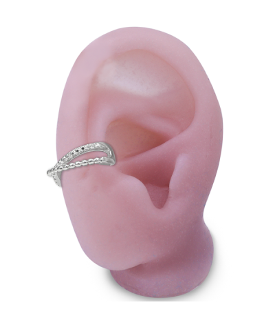 Earcuff cruzado granulado plata 925