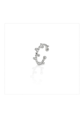 Earcuff  plata 925 flores y granulado