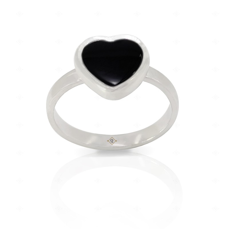 Anillo corazón ónix sutil plata 925