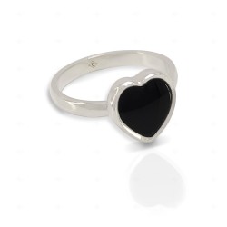 Anillo corazón ónix sutil plata 925