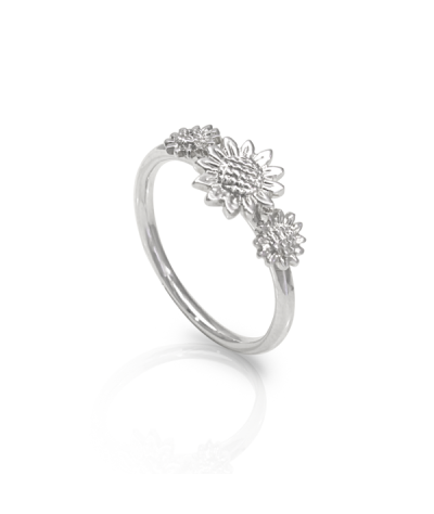 Anillo girasoles sutil plata 925