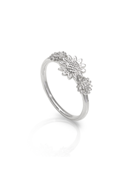 Anillo girasoles sutil plata 925