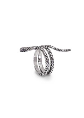 Anillo serpiente textura envejecido plata 925