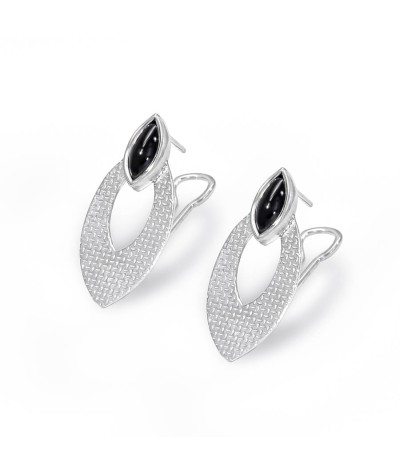 Aretes onix marquiz plata 925.