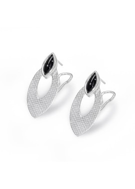 Aretes onix marquiz plata 925.