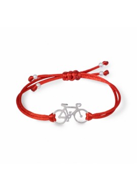 Pulsera bici plata 925 hilo rojo