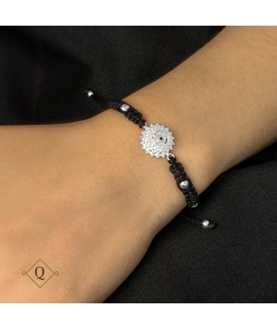 Pulsera pacha bici plata 925 hilo negro