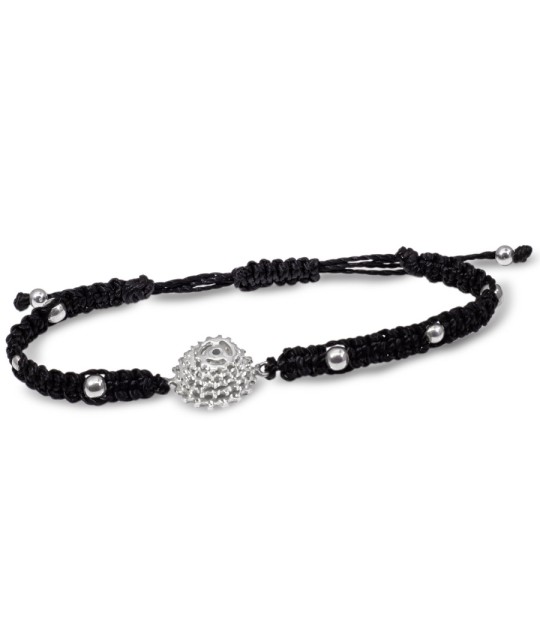 Pulsera pacha bici plata 925 hilo negro