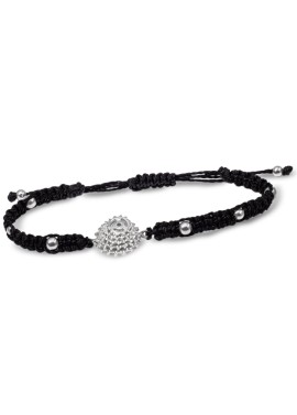 Pulsera pacha bici plata 925 hilo negro