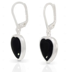 Aretes corazón onix plata 925